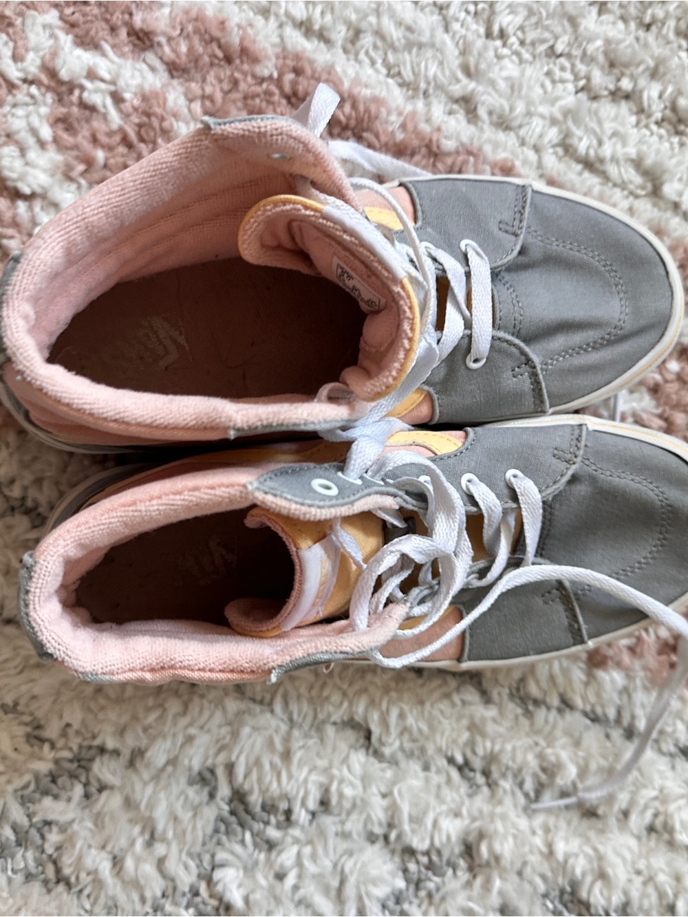 🍑 Vans 🍑 Retro Y2K Women's High-Top Platform Sneakers Pastel Peach Gray Yellow - Picture 6 of 9